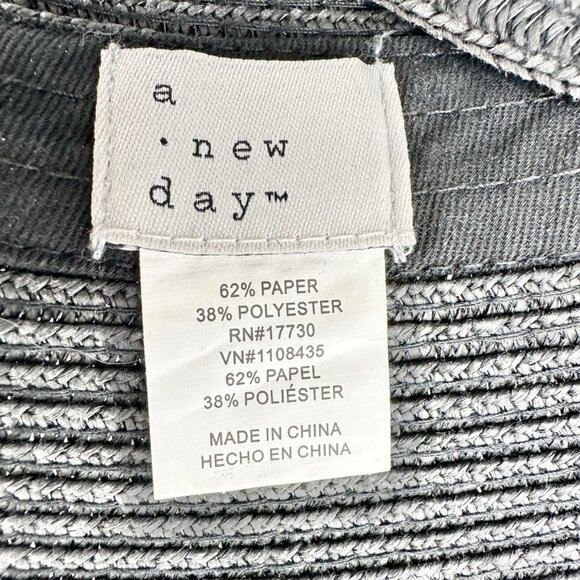 A New Day Womens Wide Brim Roll-Up Visor Hat Black Paper Polyester - Picture 5 of 8